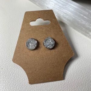 Celestite Crystal Piece Stud Earrings